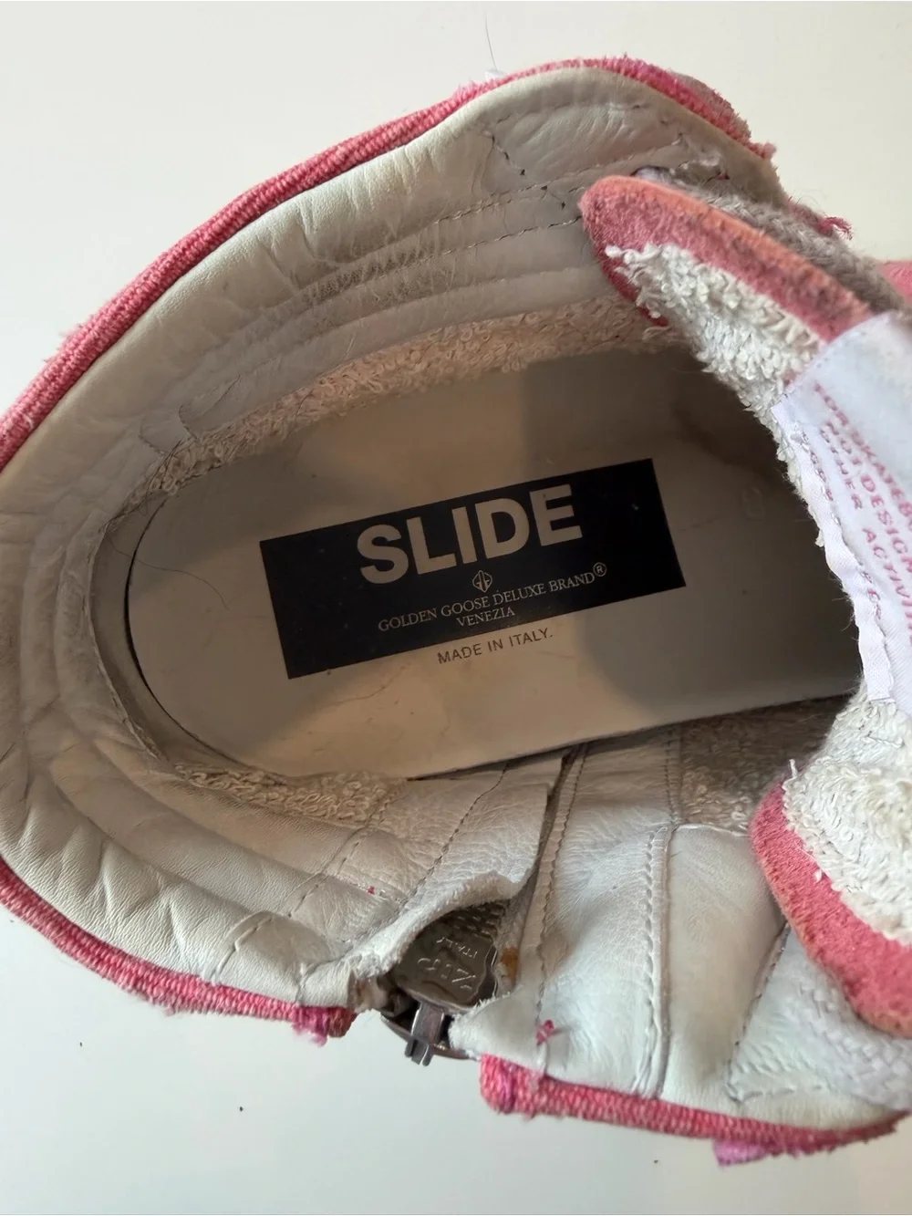 Authentic Golden Goose Pink & Coral High-Top Slide Sneakers